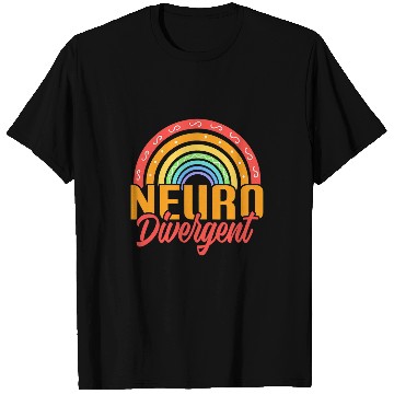 Discover ADHD Ribbon Neurodivergent Rainbow Mental Health Support T-Shirts