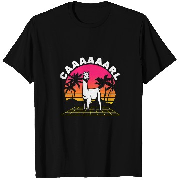 Discover Llama Pet Carl Lama Saying Synthwave Funny Retro Wave Saying T-Shirts