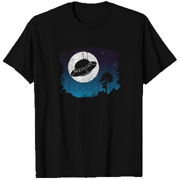 Discover Aliens UFO Abduction Night Full Moon Outer Space UFO T-Shirts