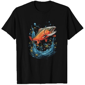 Discover Fishing Fun Fly Fishing Arctic Char Brook Trout Fish T-Shirts
