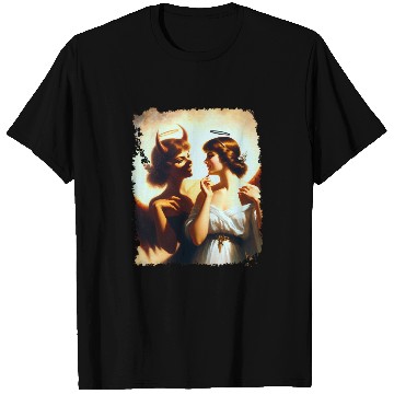 Discover Angel Devil Mirror Image Ethereal Duality Portrait T-Shirts