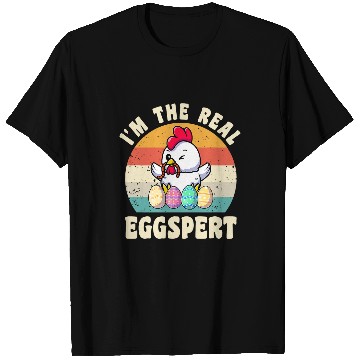 Discover Chicken Pet Im The Real Eggspert Funny Chicken Easter Egg Easter T-Shirts