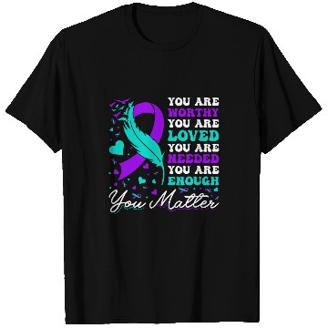 Discover suicides Prevention 988 Ribbon Worthy Loved Needed Enough You Matter T-Shirts