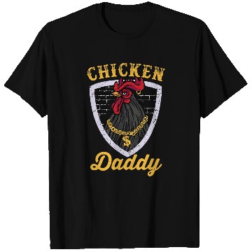 Discover Chicken Pet Daddy Retro Rooster Wearing Gold Chain T-Shirts