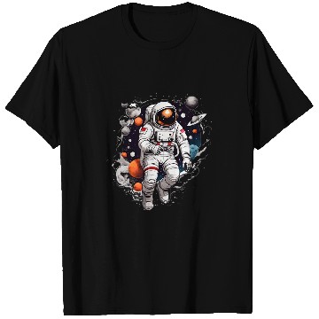 Discover Astronaut Floating In Space Solar System Stars Planets 1 T-Shirts