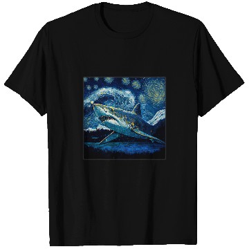 Discover Shark Pet Surrealism Starry Night Sand Tiger T-Shirts