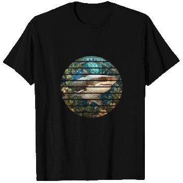 Discover Fishing Fun Retro circle stained glass great white shark ocean fishing T-Shirts