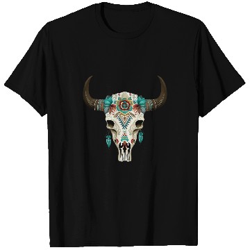 Discover Cow Pet Aztec cow skull men women 01 T-Shirts
