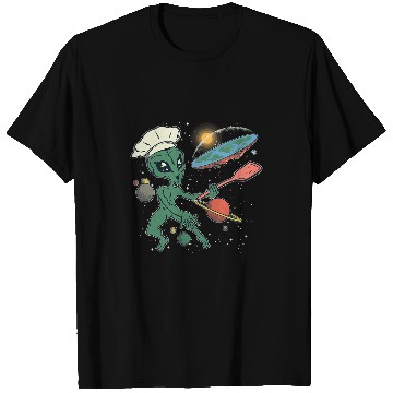 Discover Aliens UFO Flat Earth Pizza Chef T-Shirts