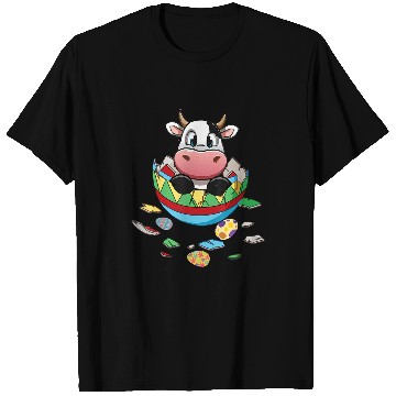 Discover Cow Pet Baby Cow Easter Egg Easter Day T-Shirts