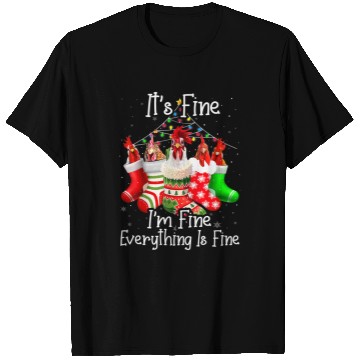 Discover Chicken Pet Its Fine Im Fine Everything Is Fine Chicken Christmas PJs T-Shirts