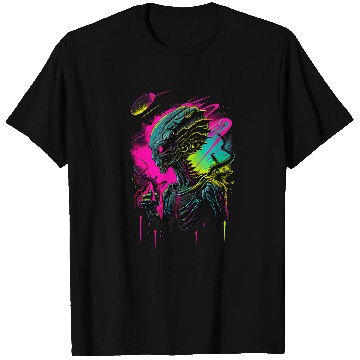 Discover Aliens UFO Synthwave Retrowave Alien Colorful Graphic 21 T-Shirts