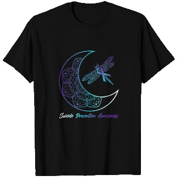 Discover suicides Prevention 988 suicides Depression Moon Dragonfly T-Shirts
