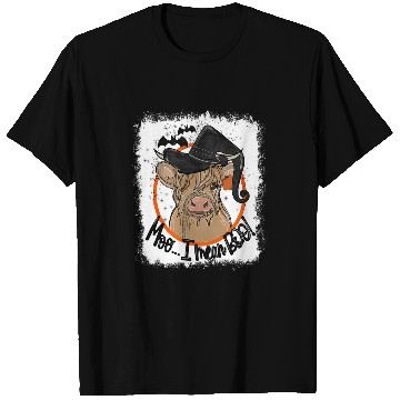 Discover Cow Pet Moo I Mean Boo ghosts Witch Cow Bleached Funny Halloween T-Shirts