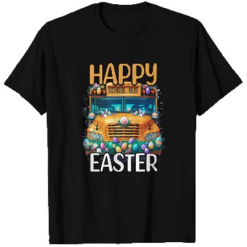 Discover Happy Easter Day School Bus Egg Hunt Sunday Bunny Driver T-Shirts