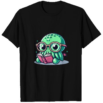 Discover Book Fun Adorable Book Lover Cthulhu With Reading Glasses Cute T-Shirts