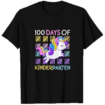 Discover Unicorn Pet 100 Days of Kindergarten Unicorn Teacher Girls Toddler Kids T-Shirts