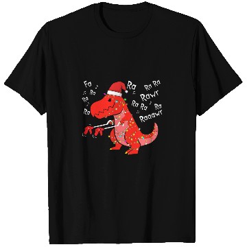 Discover Dinosaur Pet Fa Ra Ra Rawr Christmas Funny Dinosaur With xmass Hat Lights 2 T-Shirts