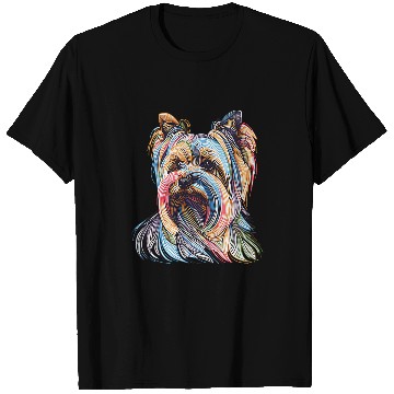 Discover Yorkshire Terrier Color Line Drawing Yorkie Dog Lover Simple T-Shirts