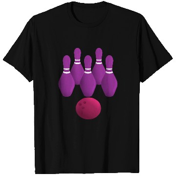 Discover Sport Bowling Purple Bowling Pins Ball Team T-Shirts