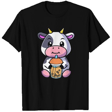 Discover Cow Pet Bubble Milk Tea Cow Cute Cow Drinking Boba Milk Tea 01 T-Shirts