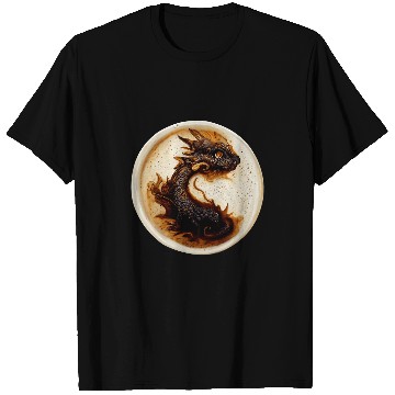 Discover Dragon Pet HyperRealistic Of Coffee Art Cute Dragon In Circle T-Shirts