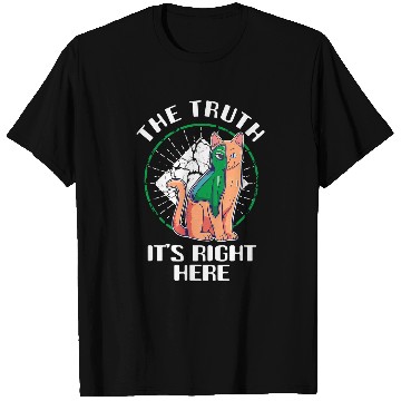 Discover Aliens UFO The Truth Its Right Here Creepy Alien Cat Outer Space Life T-Shirts