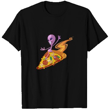 Discover Aliens UFO Pizza Loving Surfing T-Shirts