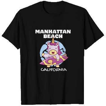 Discover Unicorn Pet MANHATTAN BEACH  Surf Retro Unicorn Surfing T-Shirts