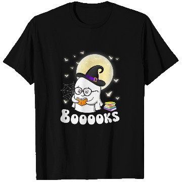 Discover Book Fun cute booooks ghosts halloween teacher book reading T-Shirts