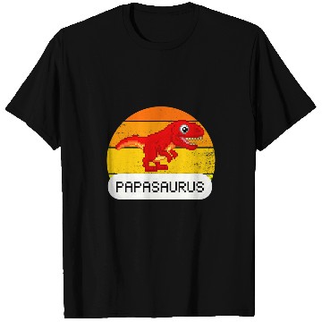 Discover Dinosaur Pet Papasaurus T rexs Dinosaur Pixel style Fathers Day T-Shirts