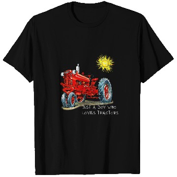 Discover Tractor Fun driving Just A Boy Who Loves Tractors Cute Drawing Farmer Farming T-Shirts