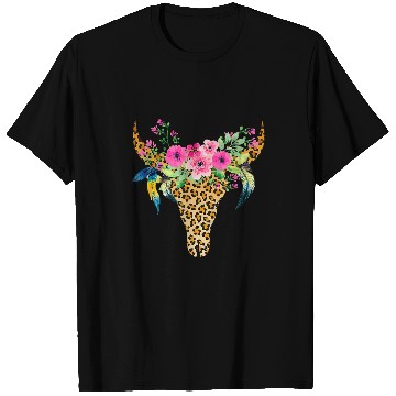 Discover Cow Pet BOHO Cow Bull Skull Leopard Gift For Cattle Lover T-Shirts
