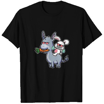 Discover Donkey Pet Easter Bunny Riding On Donkey Cute Easter Egg Hunt Kids T-Shirts