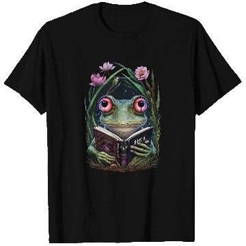 Discover Frog Pet Cottagecore Frog Toad Reading Book Reader Aesthetic Girls T-Shirts