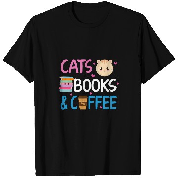 Discover Book Fun Reading Cats And Coffee Book Nerd Cat Lover Kitten T-Shirts