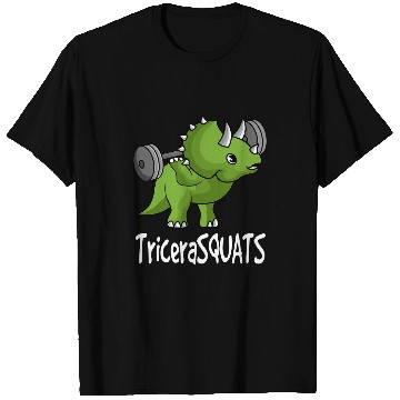Discover Dinosaur Pet Tricerasquats Triceratops Squat Personal Trainer T-Shirts
