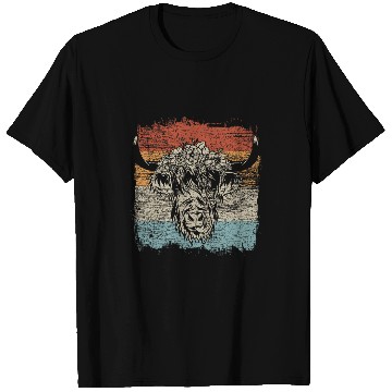 Discover Cow Pet Scottish Highland Cow Cattle Hairy Cow Flowers Woman 01 T-Shirts