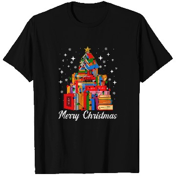 Discover Book Fun Merry Christmas Tree Love Reading Books Librarian xmass Tree 2 T-Shirts