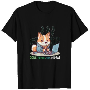 Discover Shiba Inu Pet Code Fetch Sip Repeat Coffee Binary Shiba Inu Programmer T-Shirts