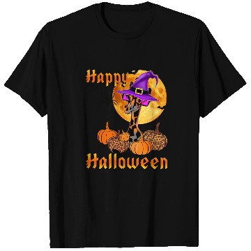 Discover Giraffe Pet Full Moon Halloween Bats Orange Pumpkin Giraffe Spider Web T-Shirts
