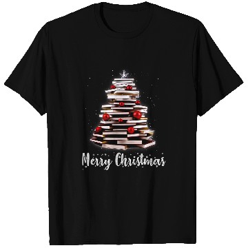 Discover Book Fun Merry Christmas Tree Love Reading Books Librarian Nerd 2 T-Shirts