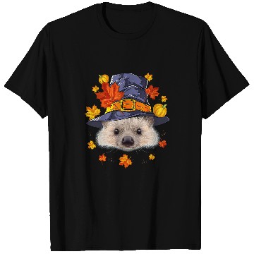Discover Hedgehog Pet Pilgrim Hedgehogs Face Maple Leaf Fall Vibes Thanksgiving Day 054 T-Shirts