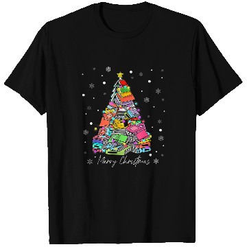 Discover Book Fun Merry Christmas Tree Love Reading Books Librarian xmass Tree 1 T-Shirts