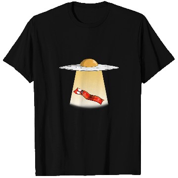 Discover Tractor Fun driving Kawaii Egg Flying Saucer Abducts Bacon With Tractor Beam 1 T-Shirts