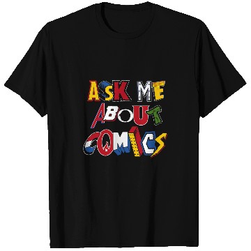 Discover Book Fun Ask Me About Comics vintages comic book logos funny quote T-Shirts