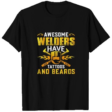 Discover Welder Job Beard And Tattoo Welding Funny Saying T-Shirts