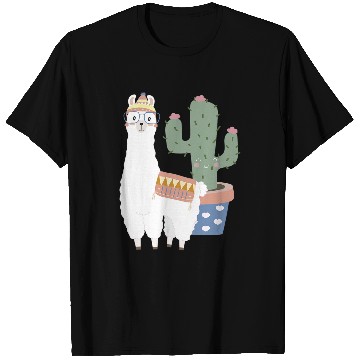 Discover Llama Pet Cute Boho Hipster Llama Alpaca Kawaii Cactus Art Pattern T-Shirts