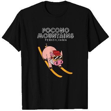 Discover Pig Pet Pocono Mountains Pennsylvania Funny Pig Ski T-Shirts