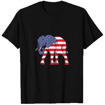 Discover Elephant Mammal Republican Elephant American Flag Rally T-Shirts